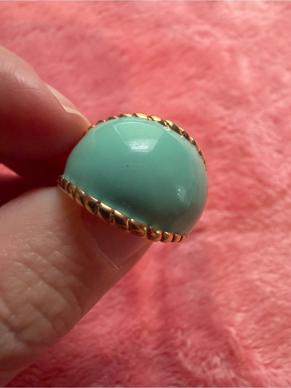 J-Crew Gold-Trim Mint Dome Statement Ring